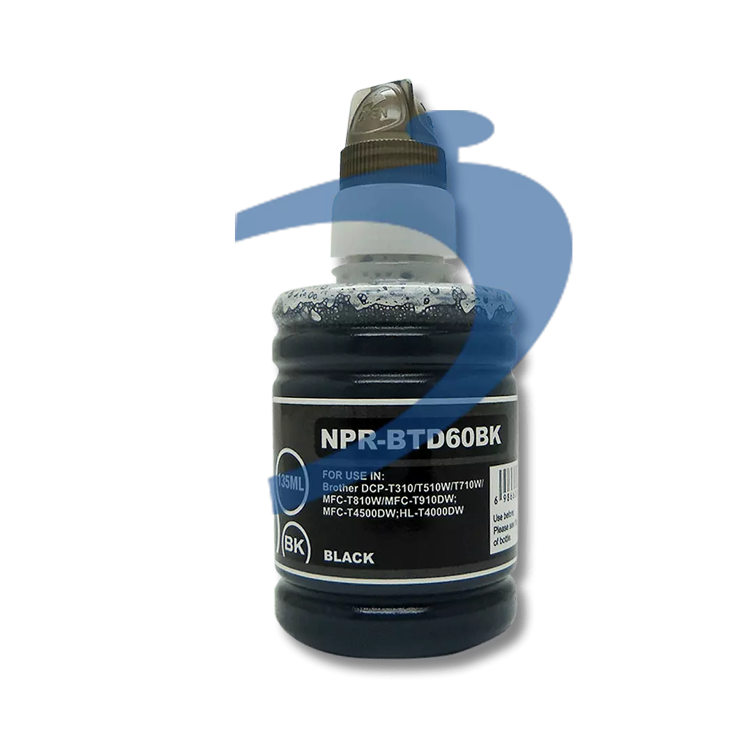 REFIL DE TINTA BROTHER BTD60BK BT-D60 PRETO (BLACK) CORANTE T420W T510W T520W T710W 135ML